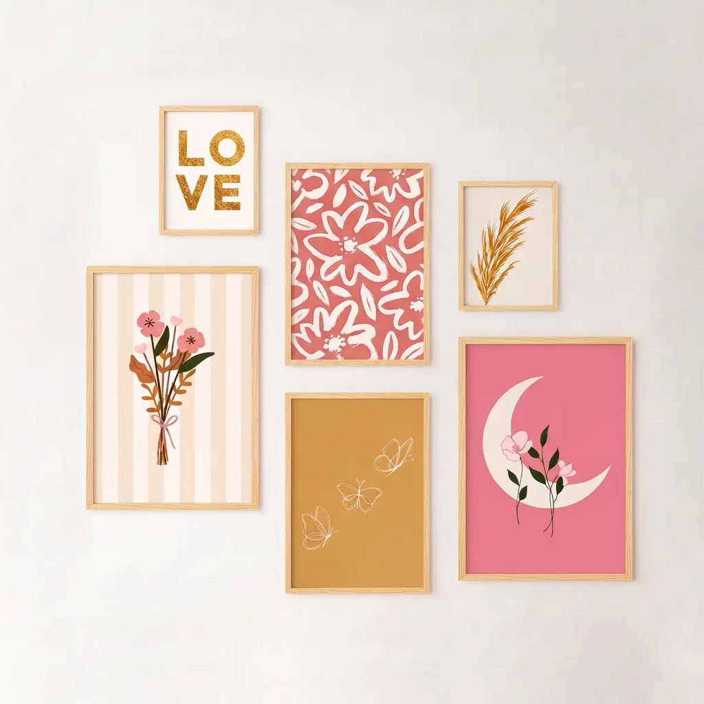 Boho Pink Floral Love Wall Art - PIG22