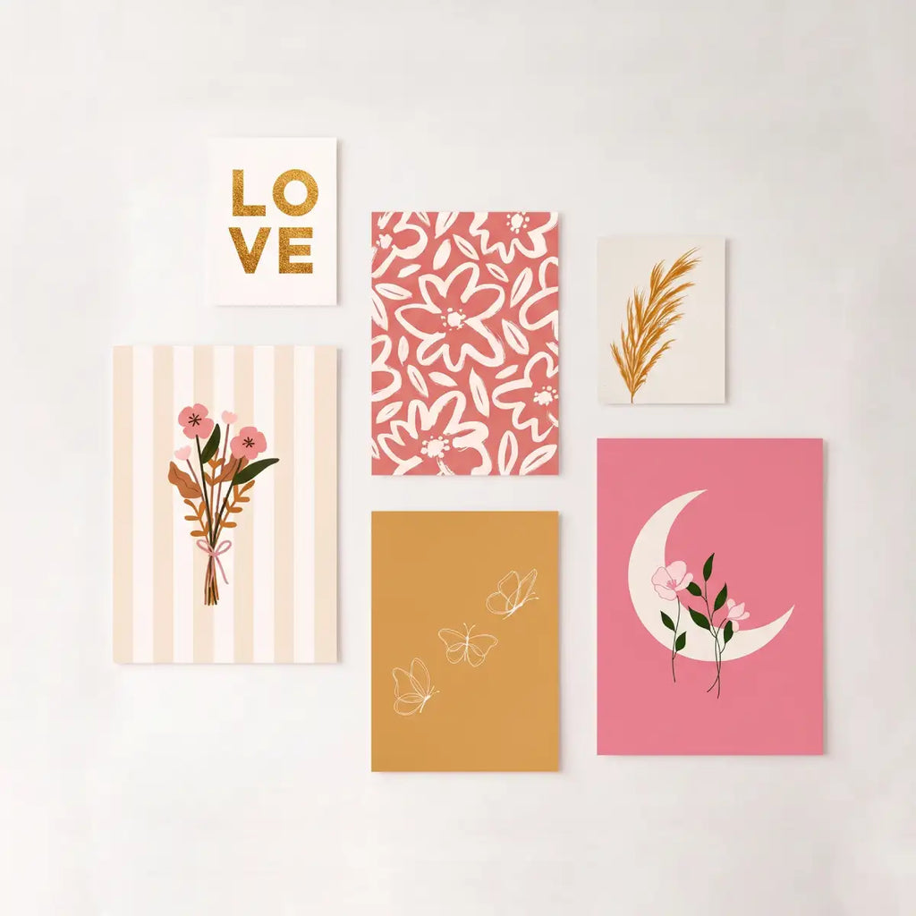 Boho Pink Floral Love Wall Art - PIG22
