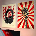 Retro Microphone Sunburst Wall Art - PIB114