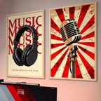 Retro Microphone Sunburst Wall Art - PIB114