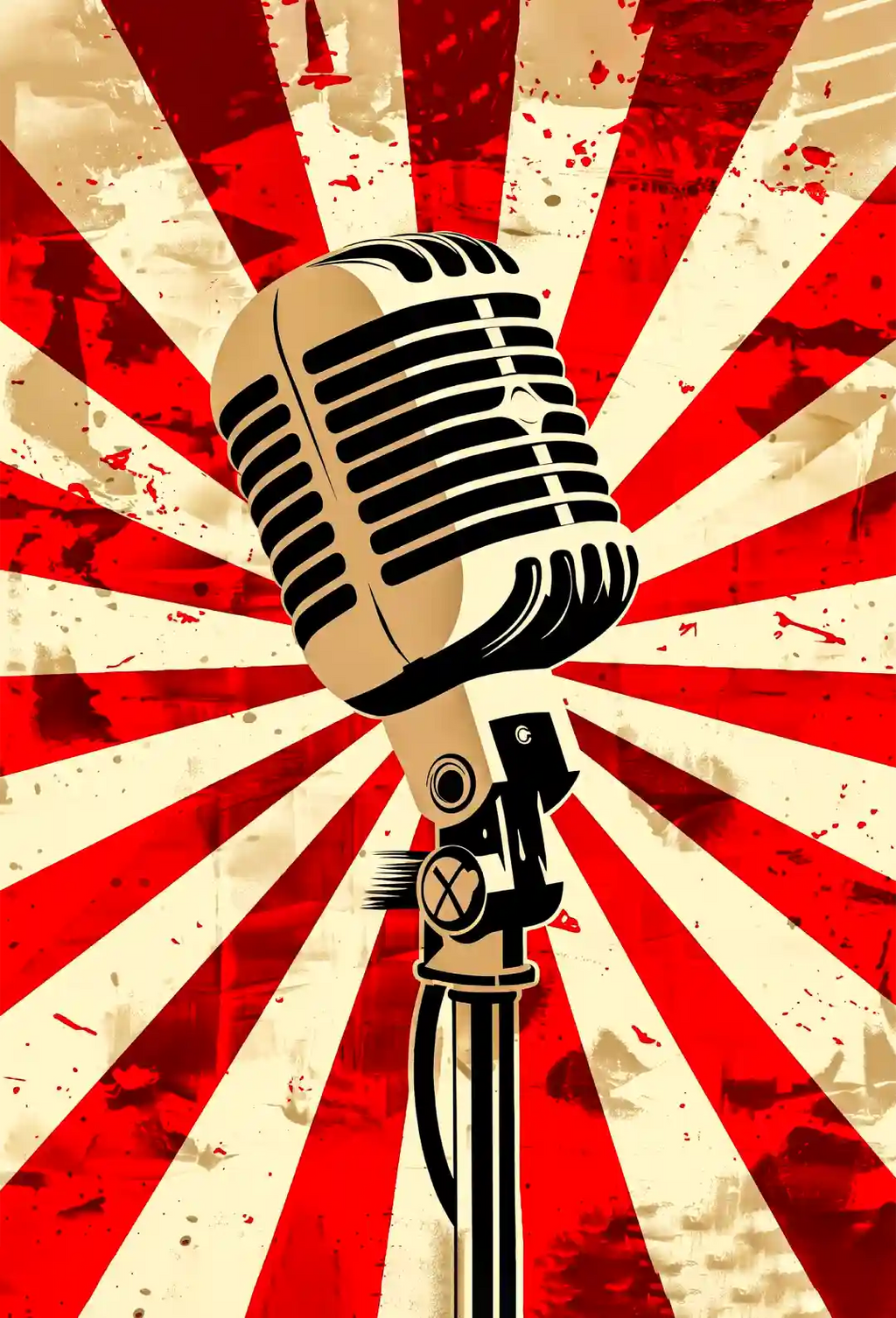 Retro Microphone Sunburst Wall Art - PIB114