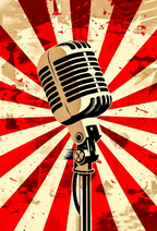 Retro Microphone Sunburst Wall Art - PIB114