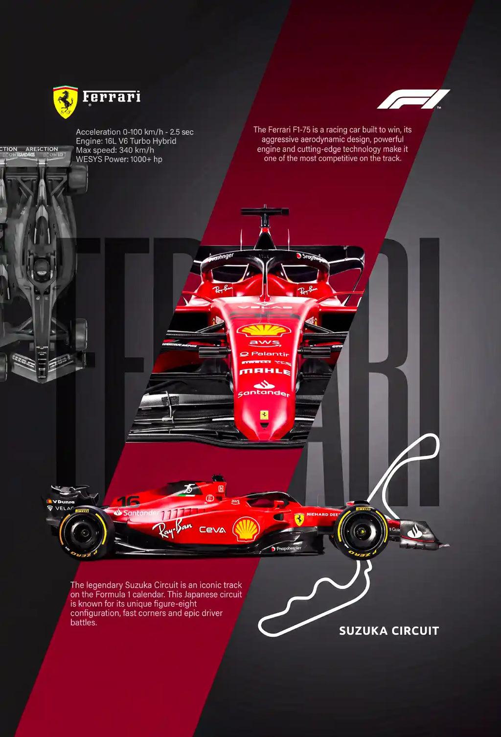 Red Racing Car Wall Art - PIB138