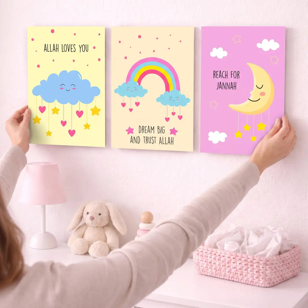 Rainbow Moon Stars Nursery Wall Art - PIBB110