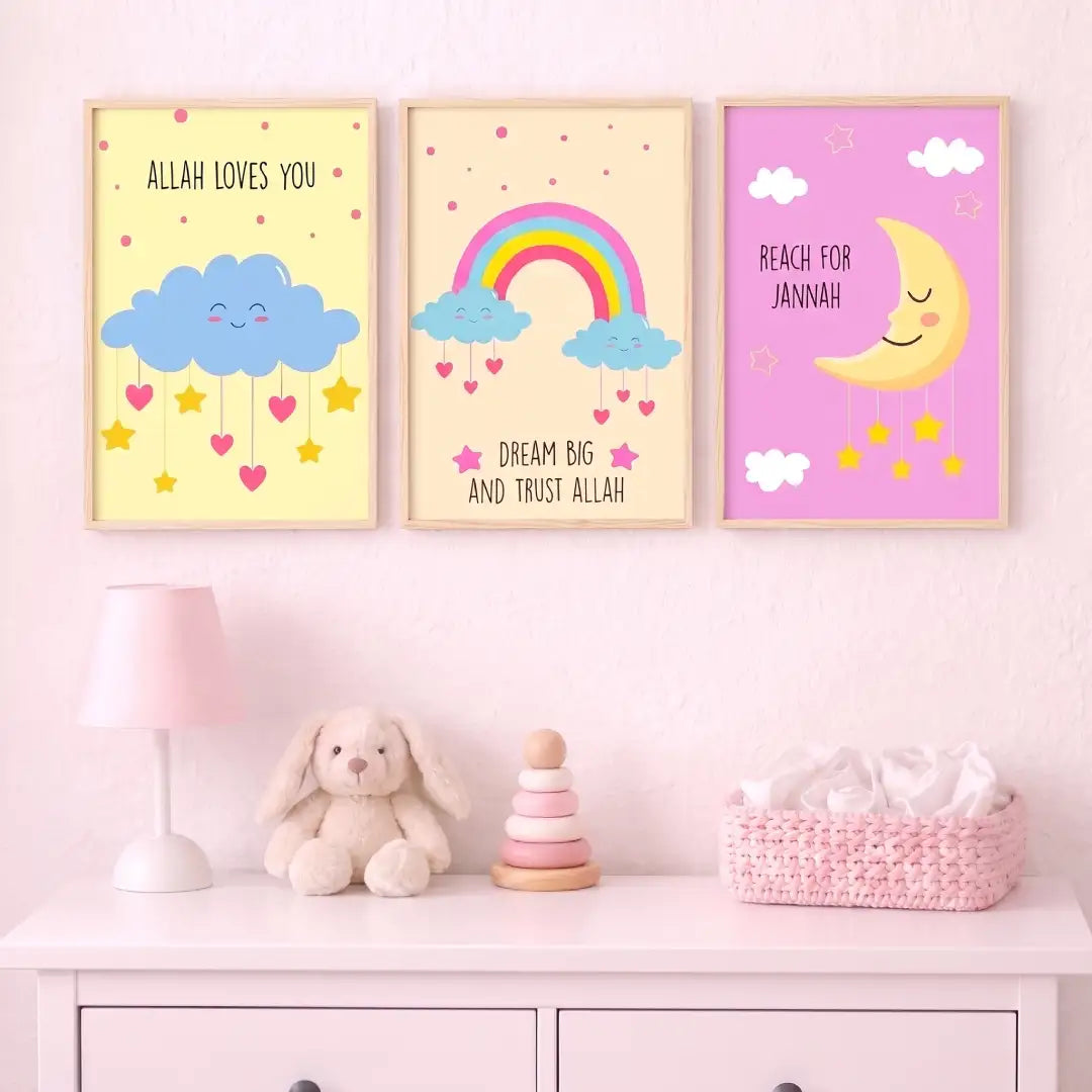 Rainbow Moon Stars Nursery Wall Art - PIBB110