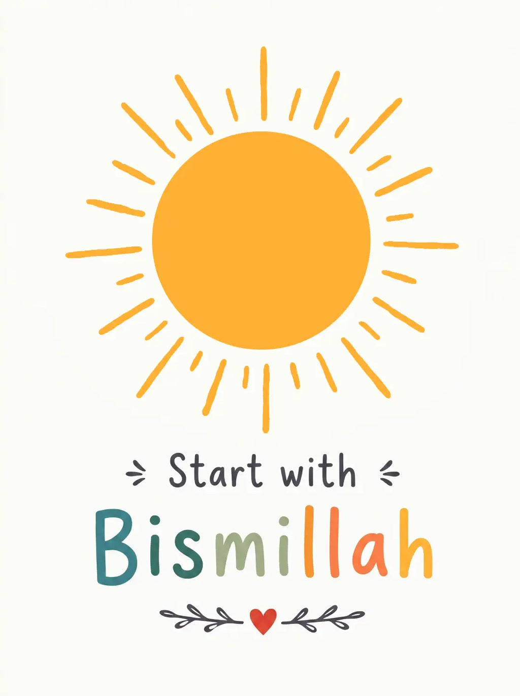 Rainbow Sun Islamic Nursery Wall Art - PIBB130