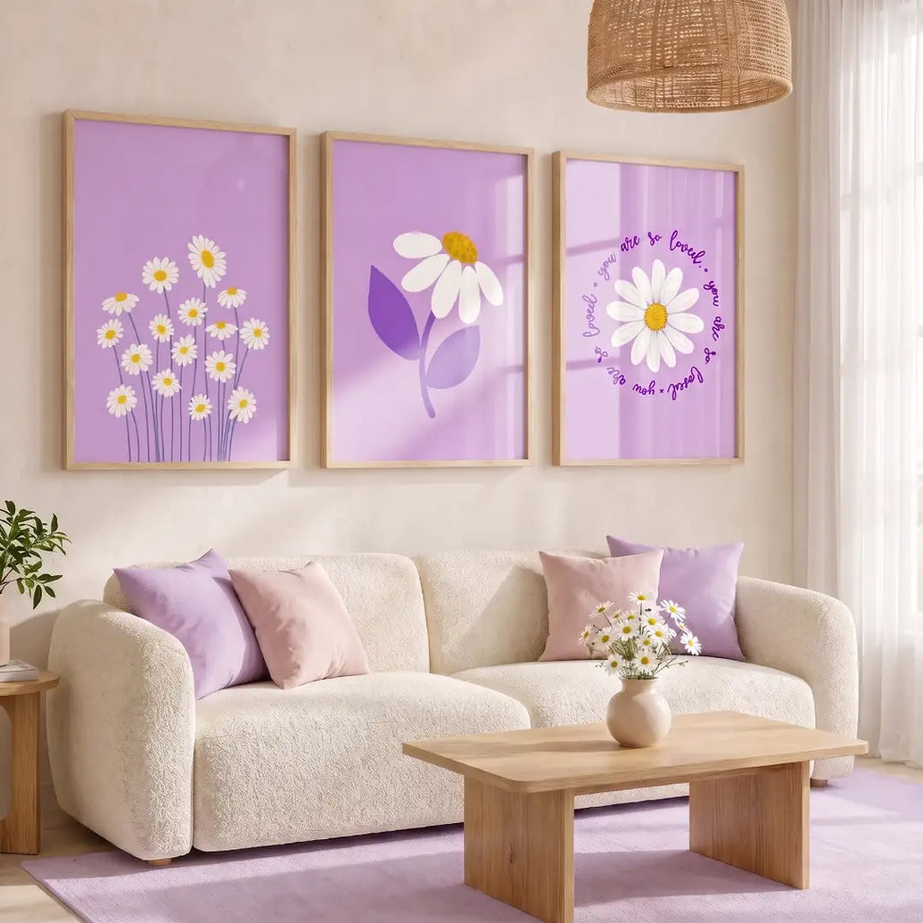 Purple Daisy Floral Wall Art - PIG12