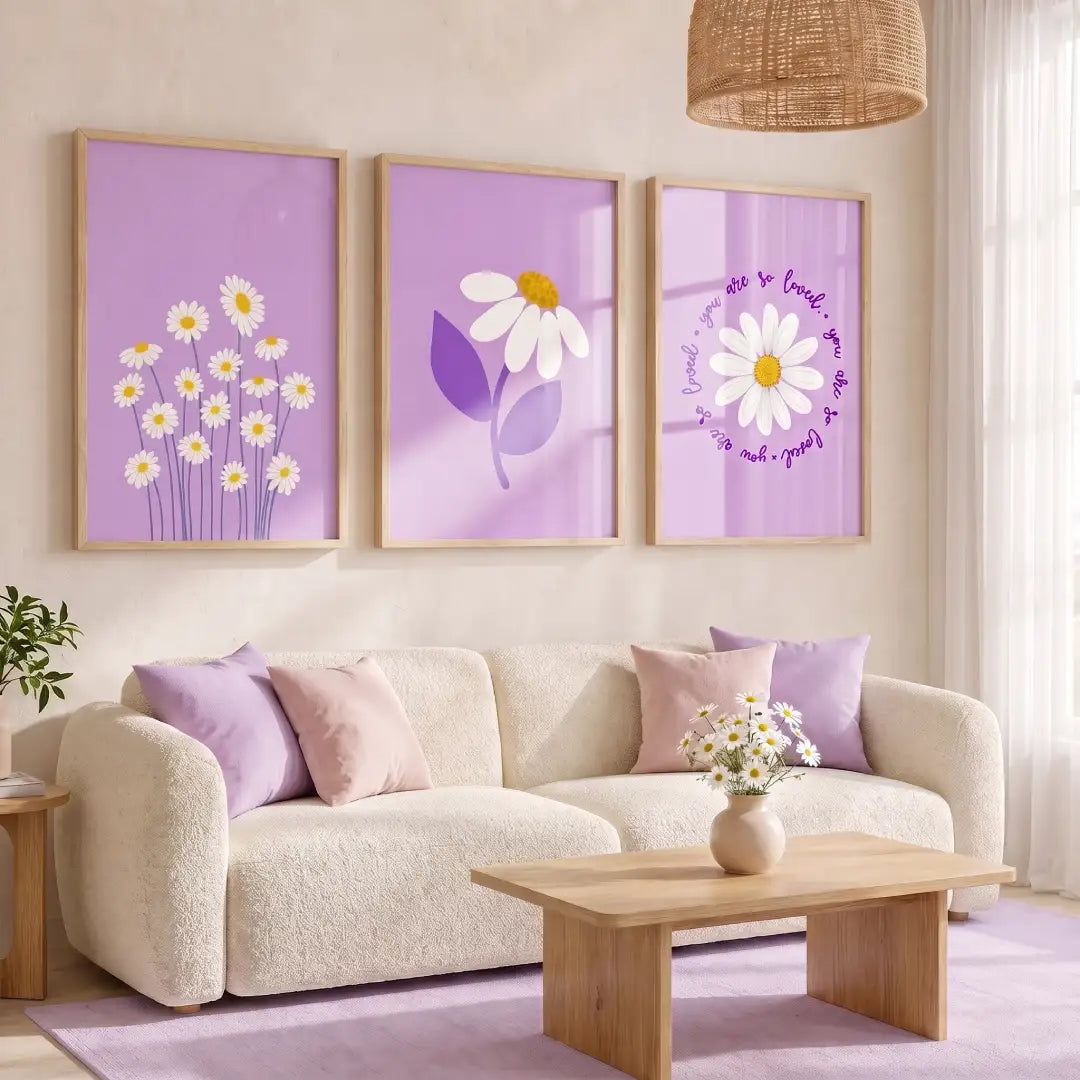Purple Daisy Floral Wall Art - PIG12