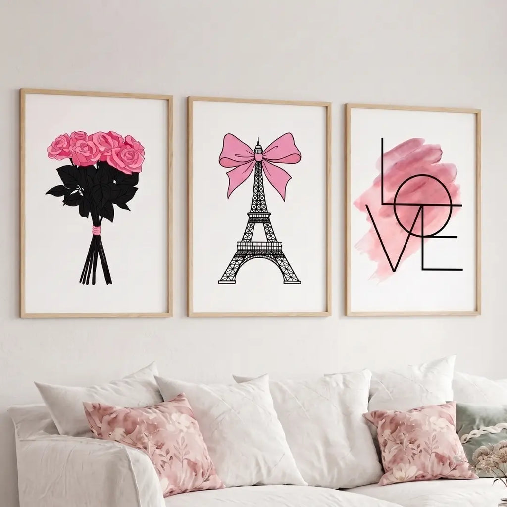 Pink Paris Eiffel Tower Wall Art - PIG14