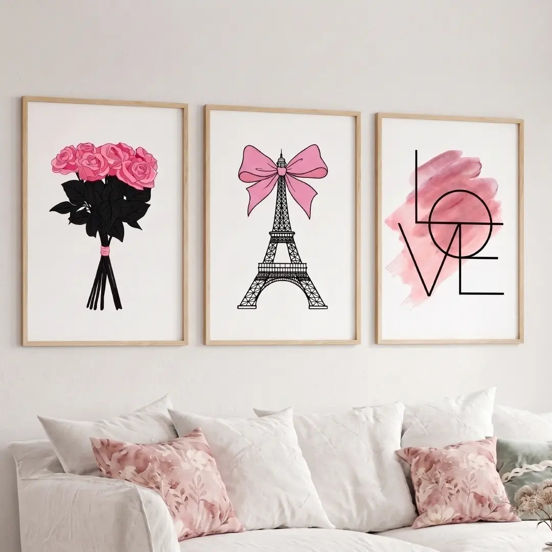Pink Paris Eiffel Tower Wall Art - PIG14
