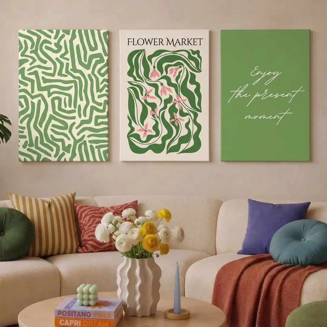 Green Botanical Flower Market Wall Art - PIH134
